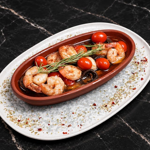 Butter Shrimp with Mushrooms.