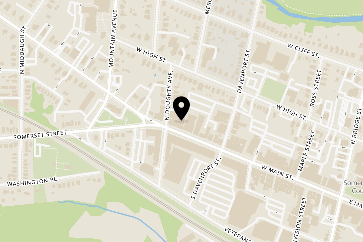 Map showing the location of Avora Mediterranean on 190 W Main St in Somerville